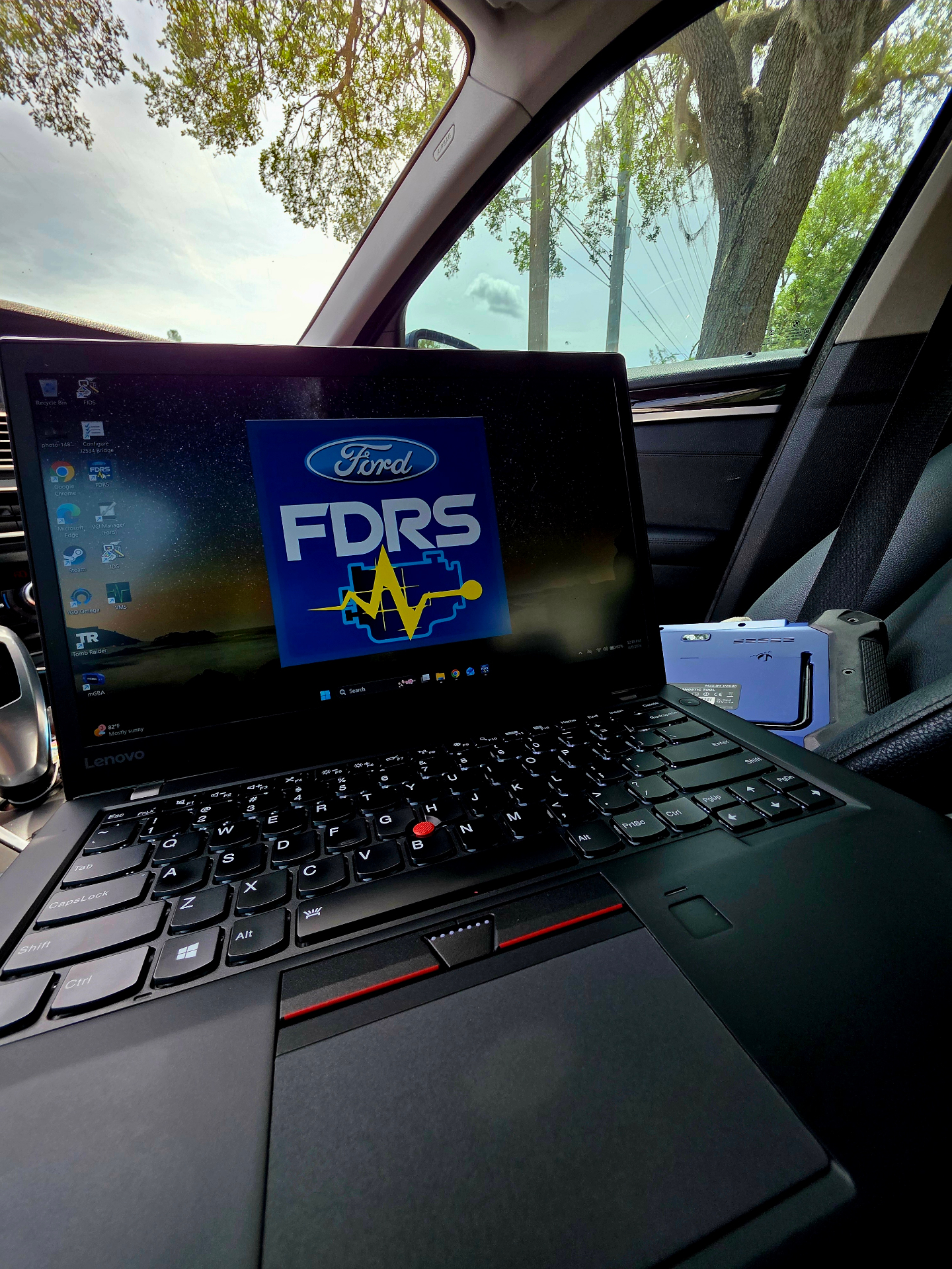 Ford FDRS dealer software running on a laptop inside our mobile service van
